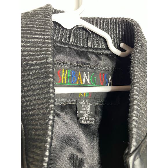 Vintage Shebang USA Kids Bomber Jacket Quilted Thick 100% Leather Size Small 4/5 - Picture 3 of 7
